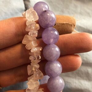 Purple and Pink Beaded Bracelet Set